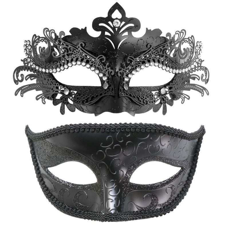 Coddsmz Couple Masquerade Mask Set Venetian Party Mardi Gras Halloween Costume Fancy Dress Mask for Women Men - Image 1